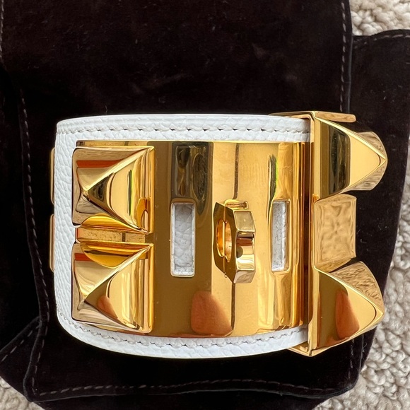 HERMES CDC Collier de Chien Bracelet White Gold-tone - Picture 4 of 7